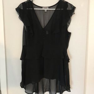 Chelsea28 Black Ruffle Blouse